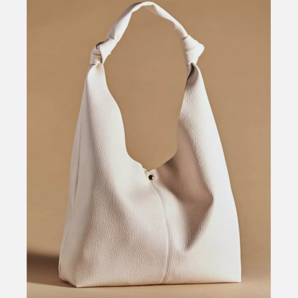 Anthropologie The Love Knot Slouchy Bag Cream Hobo Handbag Purse Pocketbook NWT